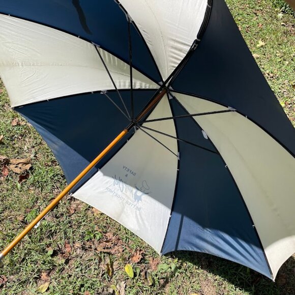 Magic Chef Appliances Blue and White Large Umbrella Wood Handle Vintage - Picture 6 of 11